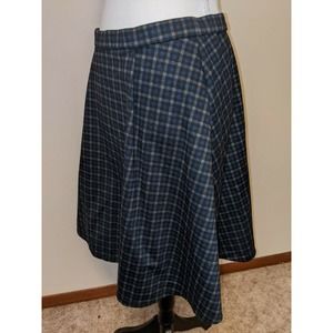 Max Studio Plaid A-line School Girl Knee Length Skirt Blue Gray Small 8